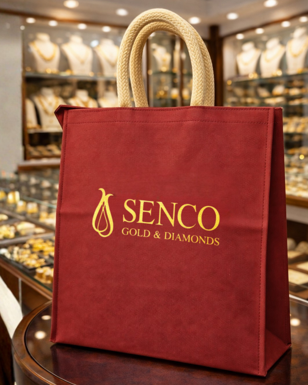 Jewellery Retail Carry Bags | 12x12x3" | With Chain, Gusset & Premium Mesh Handle | PU Matt Finish Material (Copy)