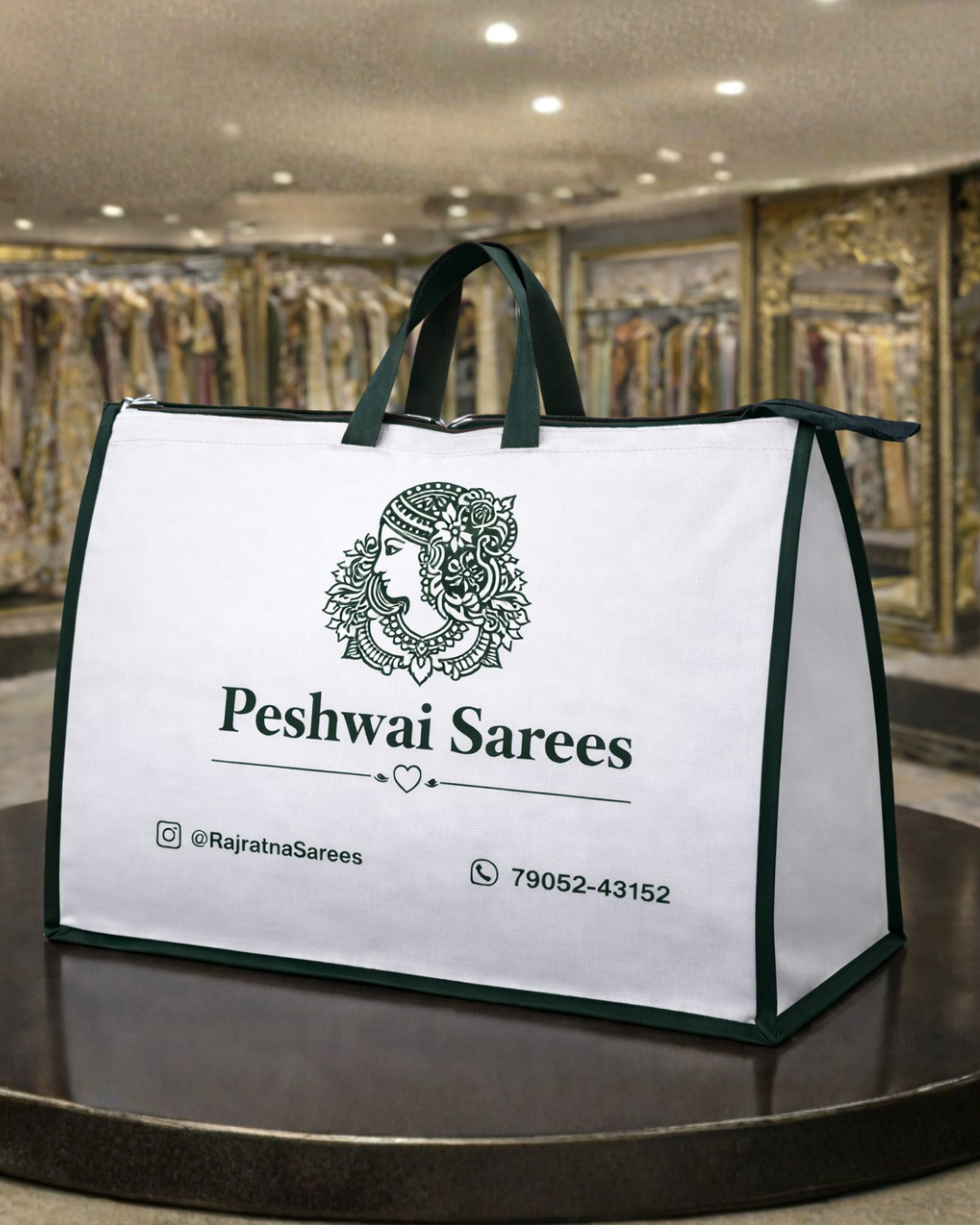 Retail Premium Shopping Bag With Direct Zipper | 22x17x5" | 120GSM Laminated Nonwoven Material | Water Resistant