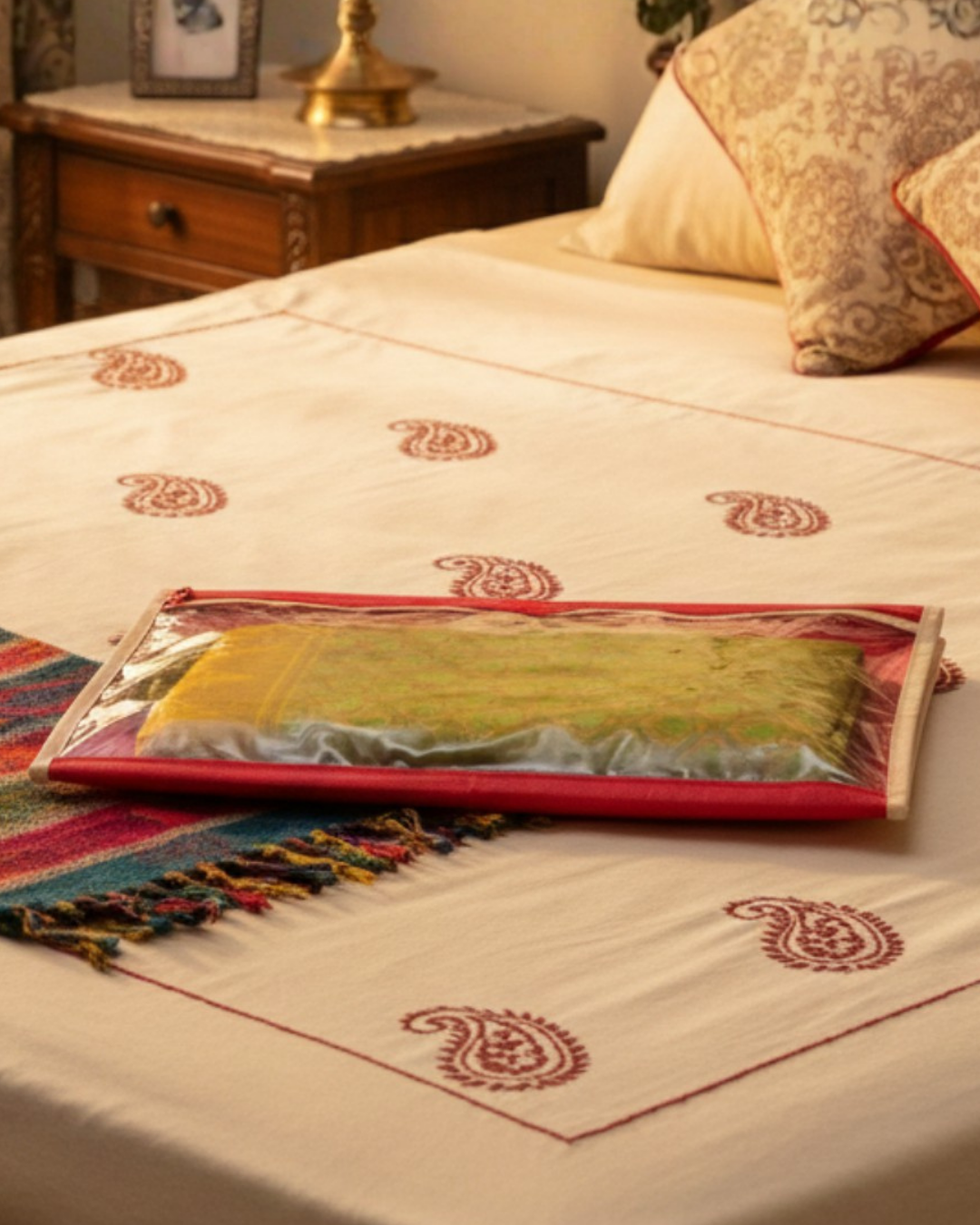 Saree Cover | 16.5x14.5" | 80GSM Nonwoven Material | With Zipper & Transparent Window