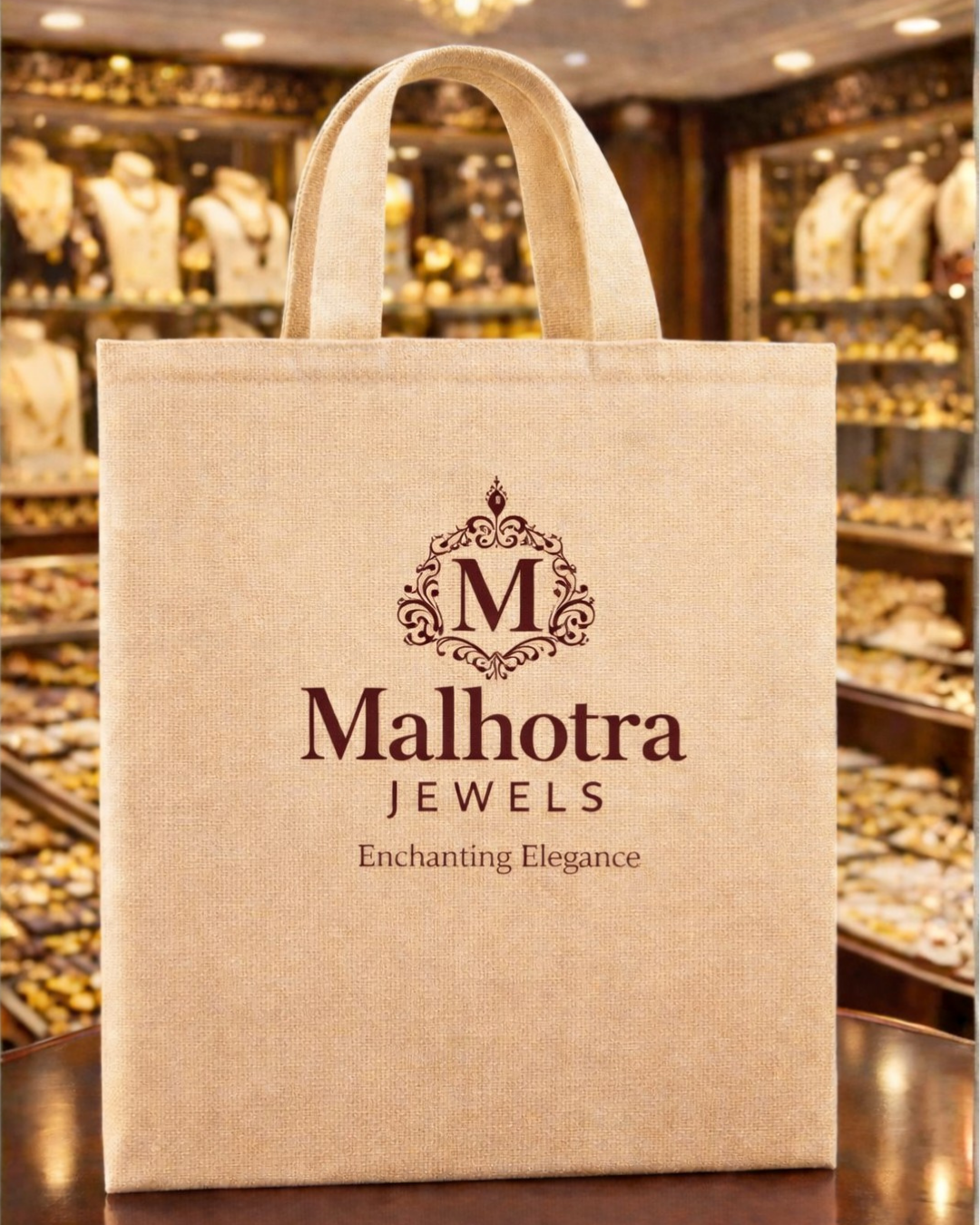 Jewellery Retail Carry Bags | 9x9" | No Gusette or Chain | Premium Shiny Soft Jute Material