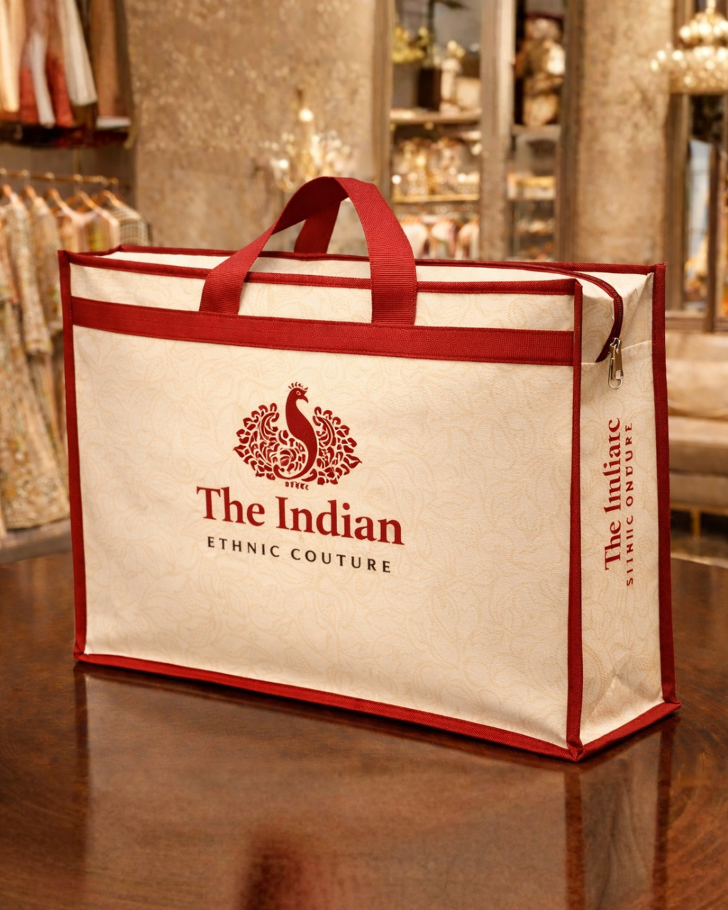 Premium Shopping Box Bag | 18x15x5" | With Chain & Zipper | 110 GSM Laminated Nonwoven Material | Water Resistant