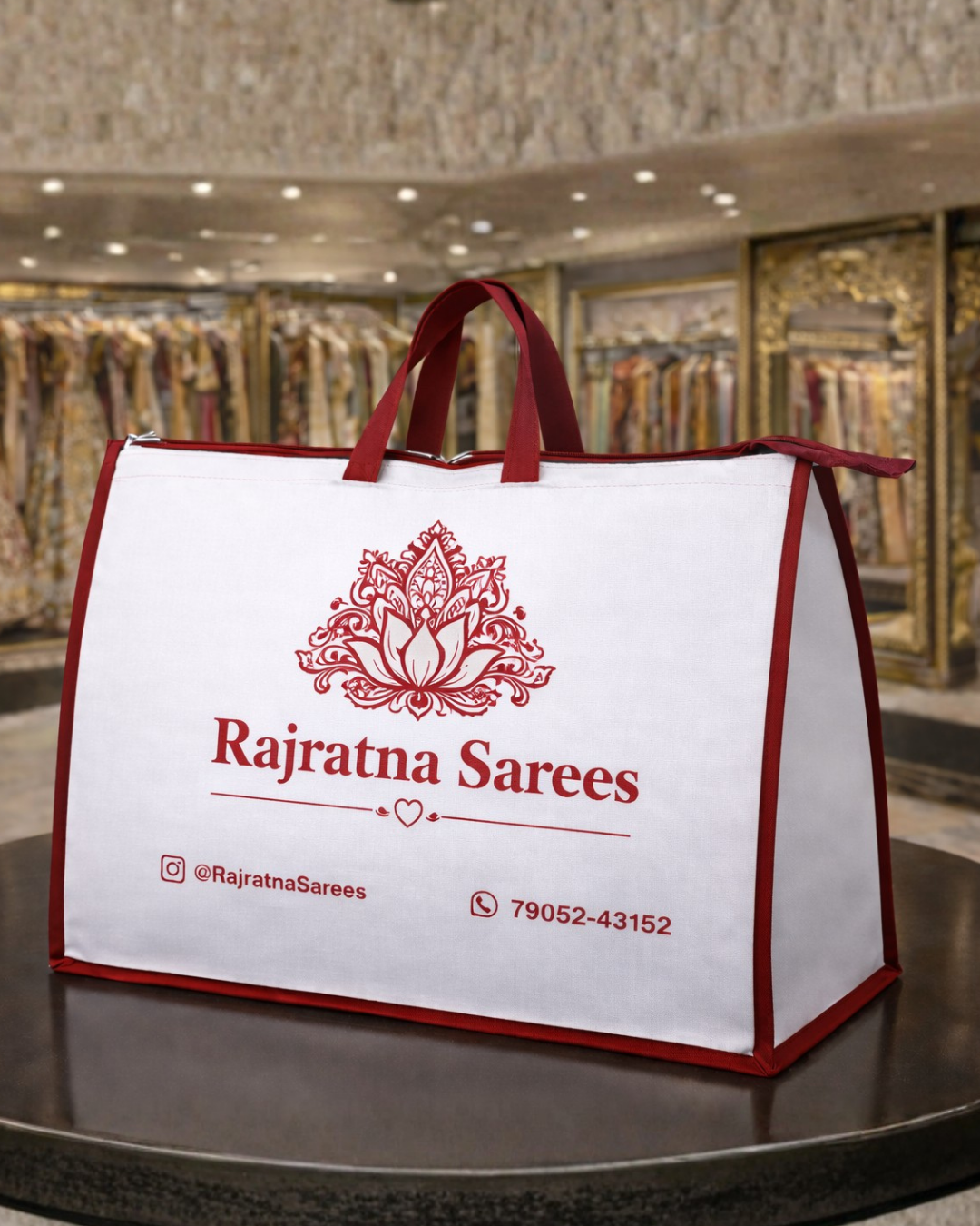 Retail Premium Shopping Bag With Direct Zipper | 18x15x5" | 120GSM Laminated Nonwoven Material | Water Resistant