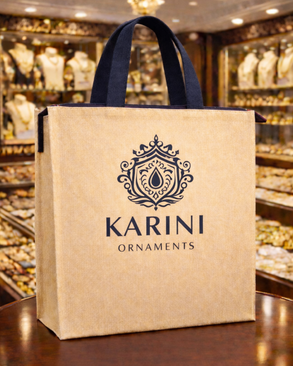 Jewellery Retail Carry Bag | 12x12x3" | With Chain & Gusset | Premium Shiny Soft Jute Material