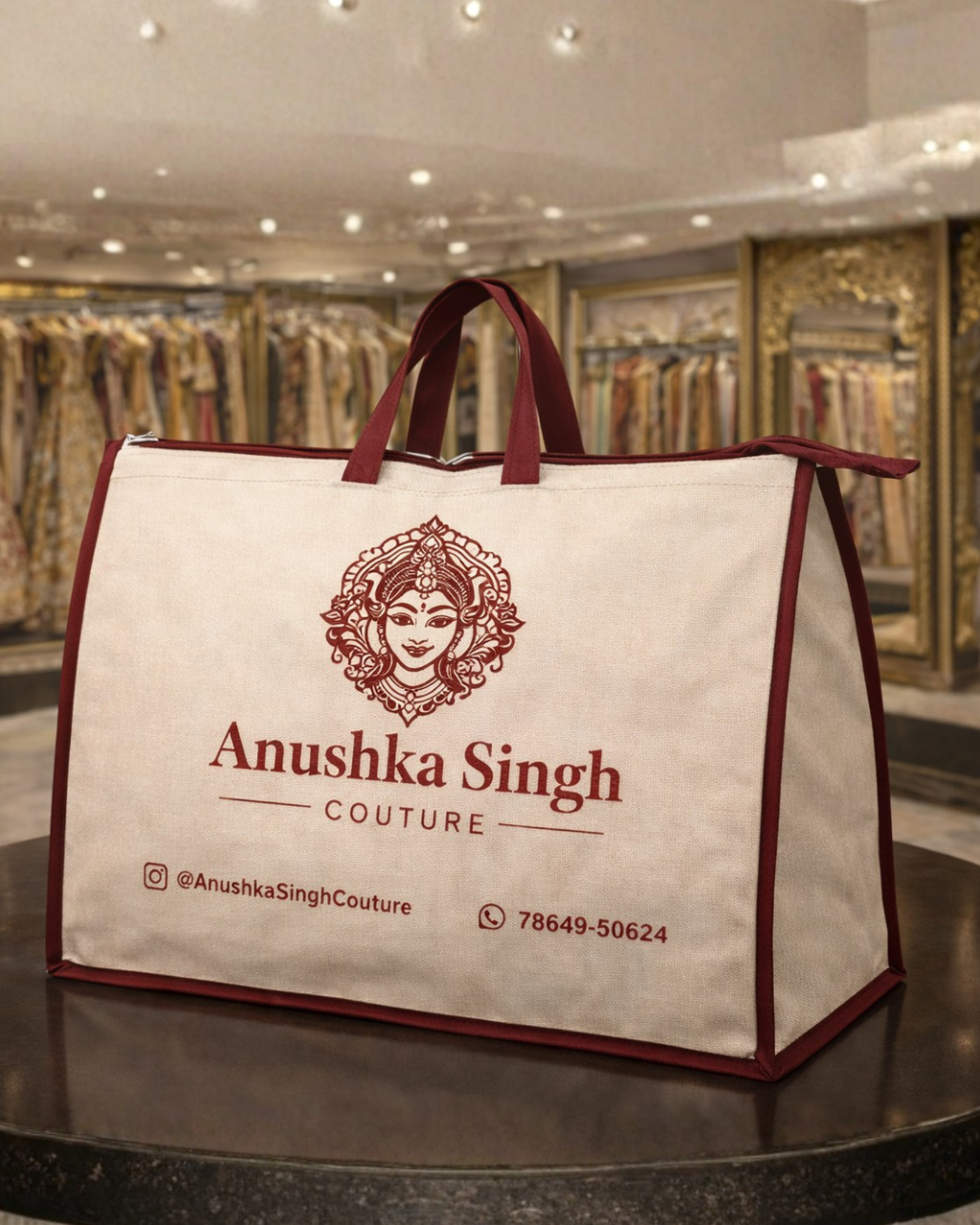 Premium Shopping Triangle Bag | 20x16x5" | With Chain & Zipper | 120GSM Laminated Nonwoven Material | Water Resistant