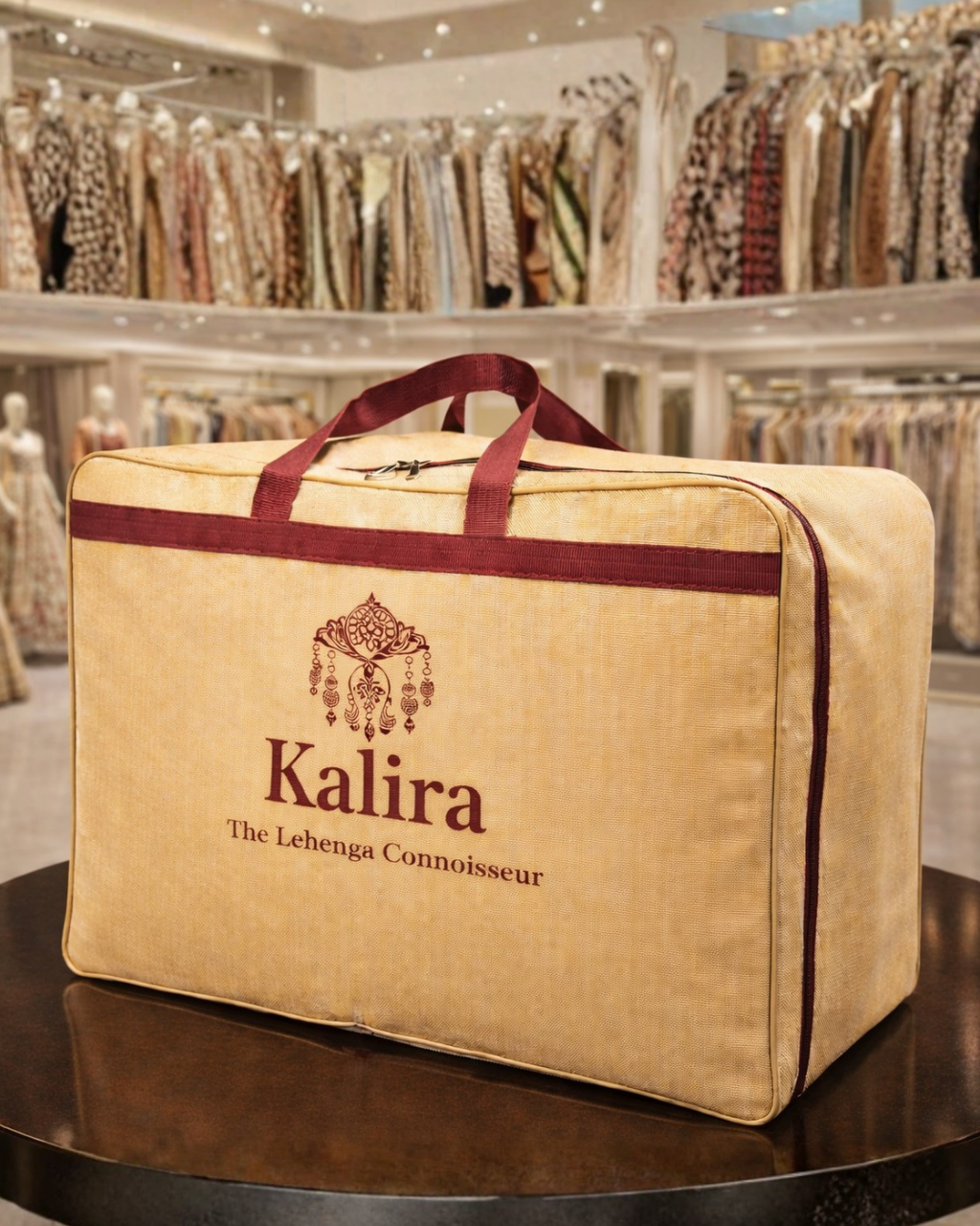 Premium Lehenga Cover | 28x17x8" | Heavy Duty Stitch | Jute Finish Material With Subtle Shine