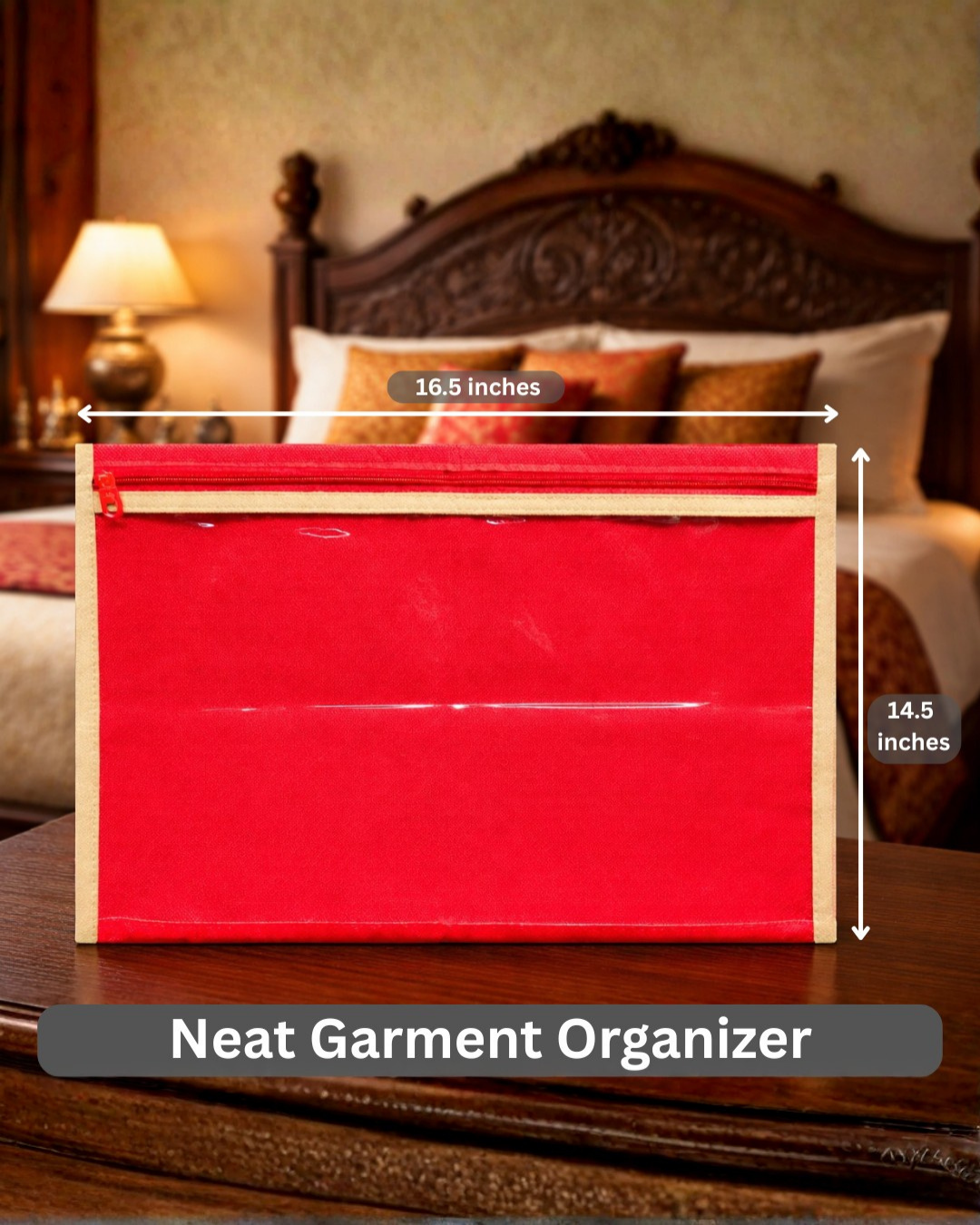 Saree Cover | 16.5x14.5" | 80GSM Nonwoven Material | With Zipper & Transparent Window