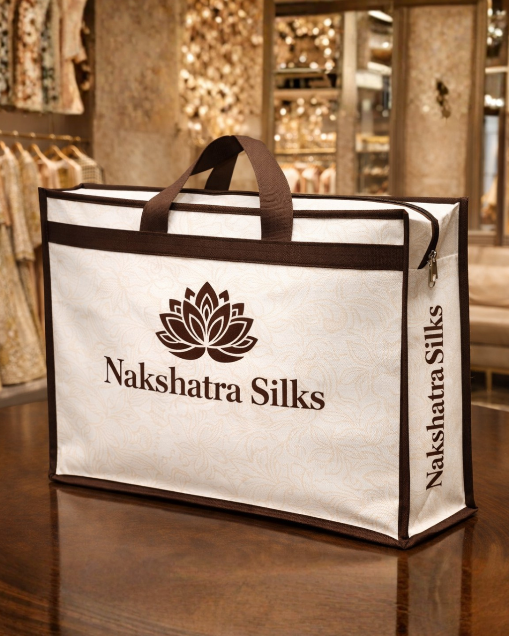 Premium Shopping Box Bag | 18x15x5" | With Chain & Zipper | 110 GSM Laminated Nonwoven Material | Water Resistant