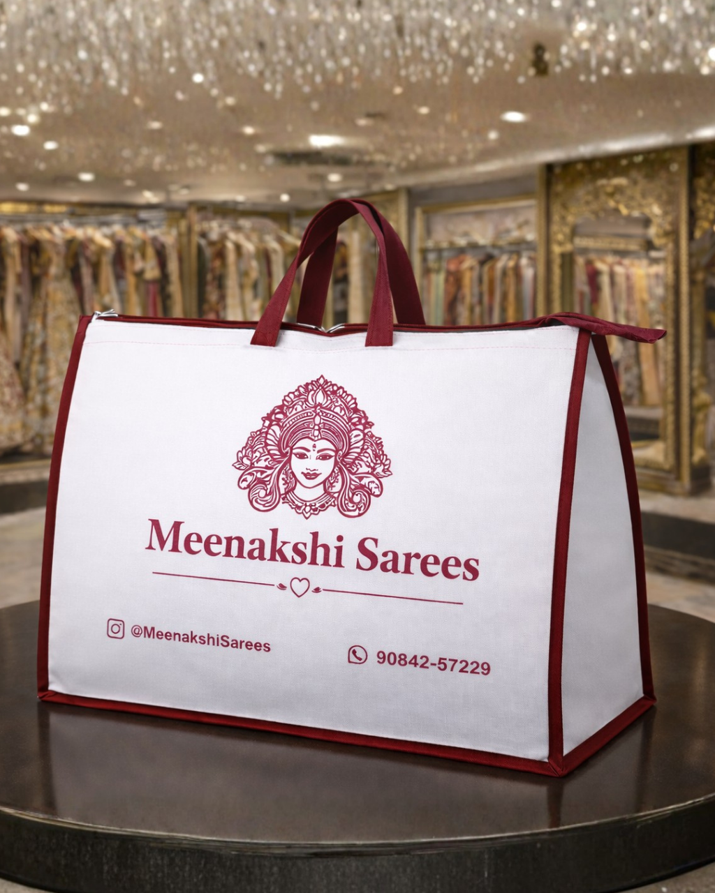 Premium Shopping Triangle Bag | 20x16x5" | With Chain & Zipper | 120GSM Laminated Nonwoven Material | Water Resistant