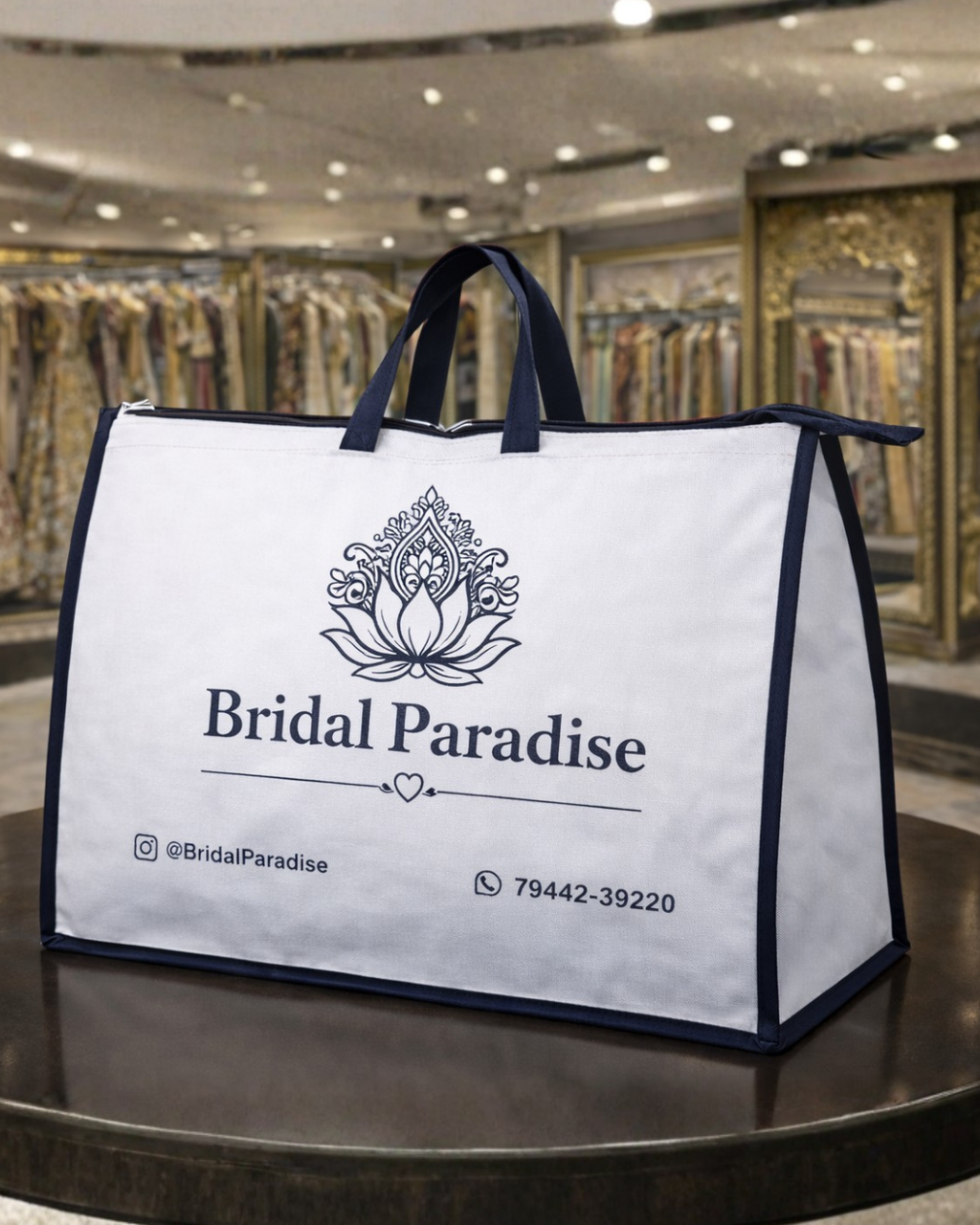 Premium Shopping Triangle Bag | 20x16x5" | With Chain & Zipper | 120GSM Laminated Nonwoven Material | Water Resistant