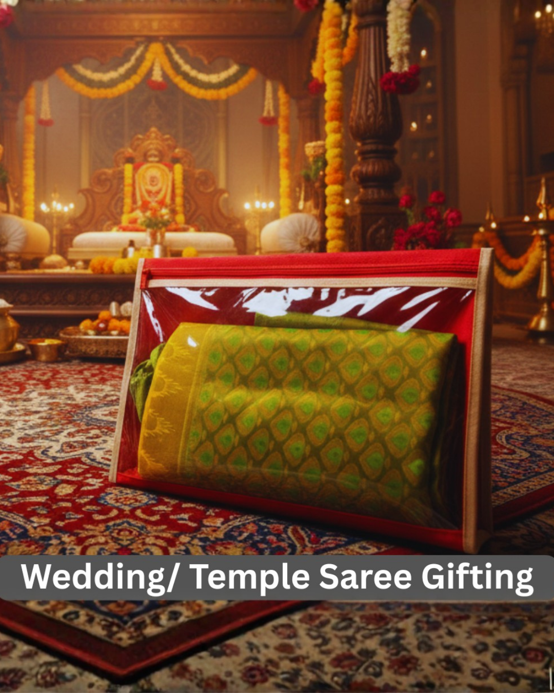 Saree Cover | 16.5x14.5" | 80GSM Nonwoven Material | With Zipper & Transparent Window