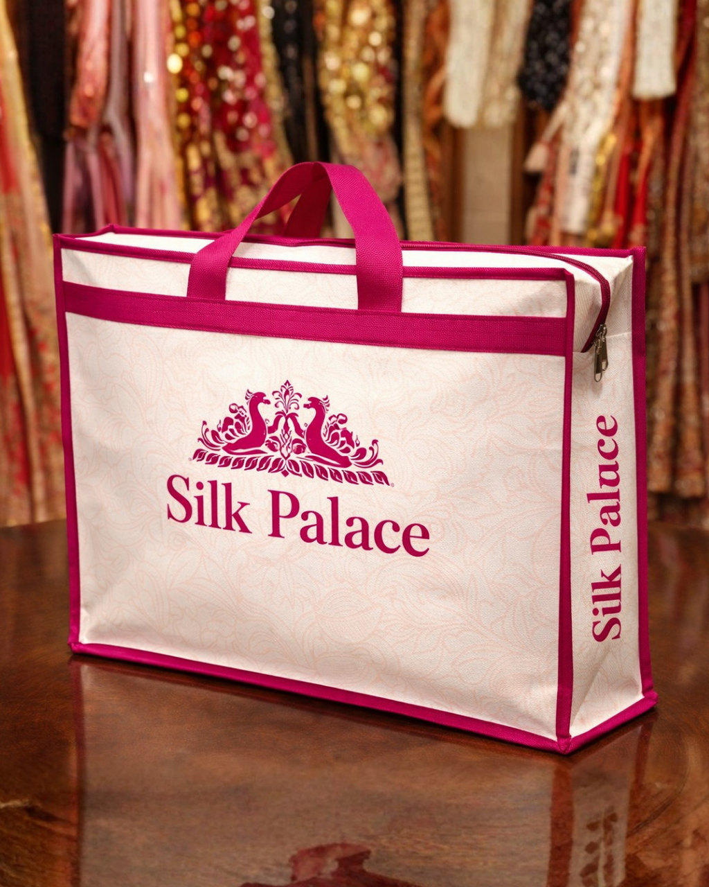 Premium Shopping Box Bag | 18x15x5" | With Chain & Zipper | 110 GSM Laminated Nonwoven Material | Water Resistant