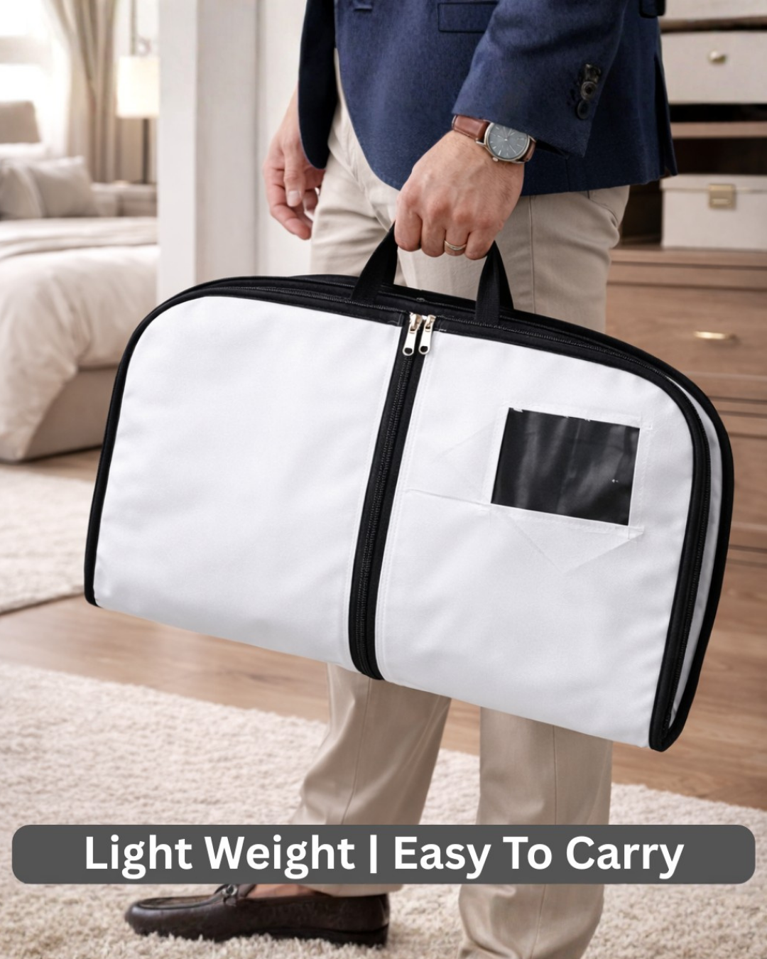 Suit Cover | 24x39" | 120GSM Nonwoven Material | 360° Zipper | Transparent Window | Dust & Moisture Resistant Laminated Material