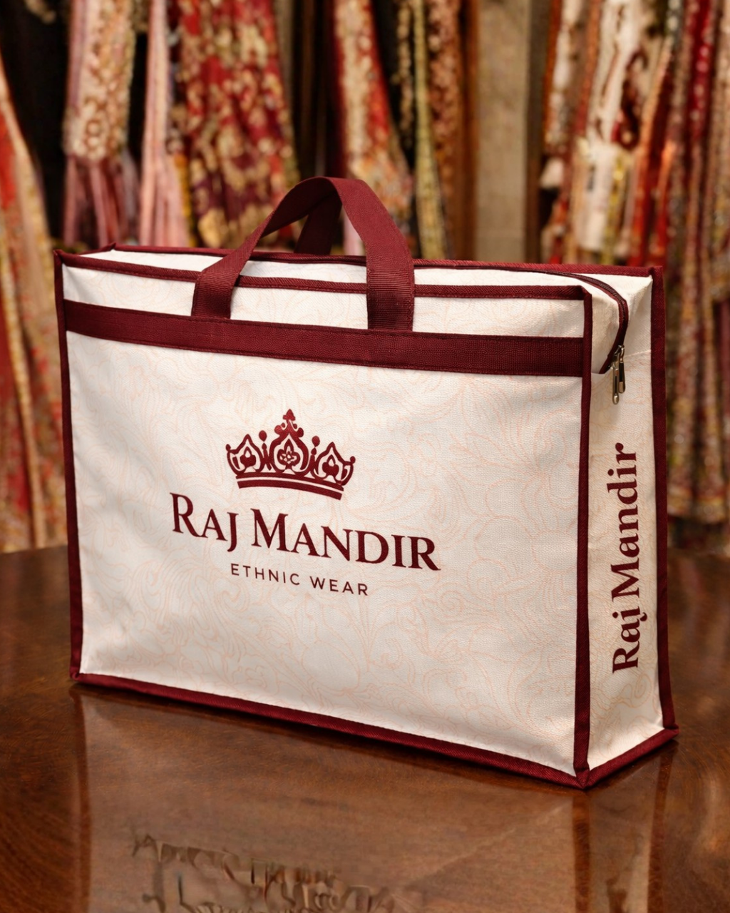 Premium Shopping Box Bag | 20x16x5" |  With Chain & Zipper | 120GSM Laminated Nonwoven Material | Water Resistant