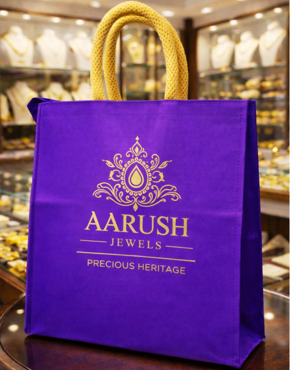 Jewellery Retail Carry Bags | 12x12x3" | With Chain, Gusset & Premium Mesh Handle | PU Matt Finish Material (Copy)