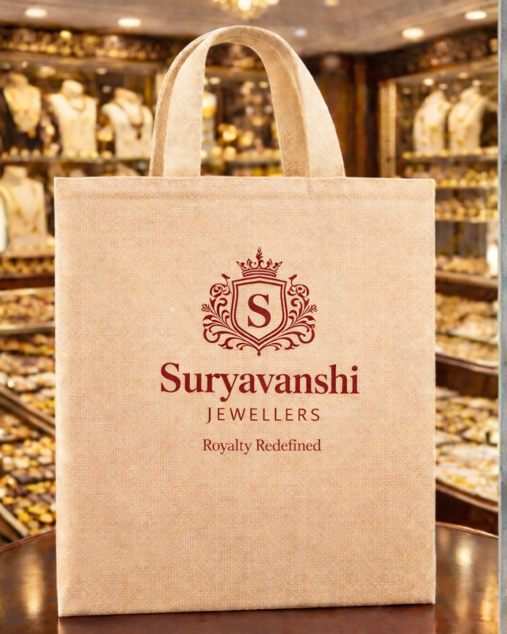 Jewellery Retail Carry Bags | No Chain | 13x17" | Premium Shiny Soft Jute Material
