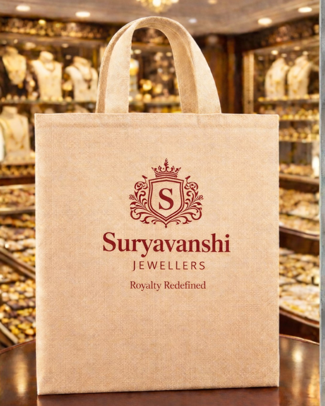 Jewellery Retail Carry Bags | No Chain | 13x17" | Premium Shiny Soft Jute Material