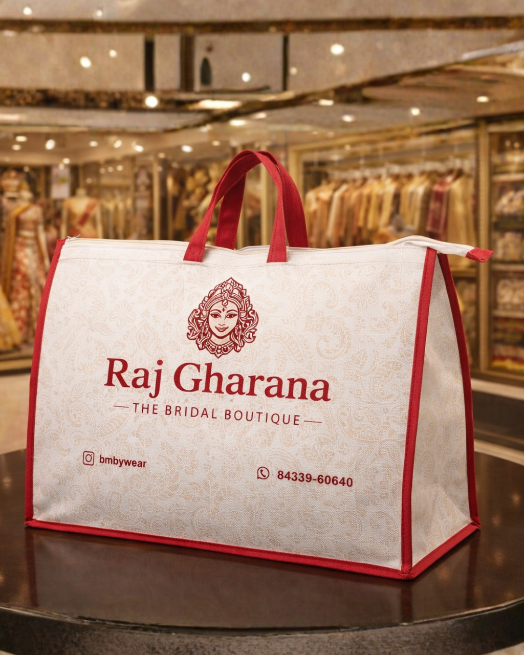 Premium Shopping Triangle Bag | 20x16x5" | With Chain & Zipper | 120GSM Laminated Nonwoven Material | Water Resistant