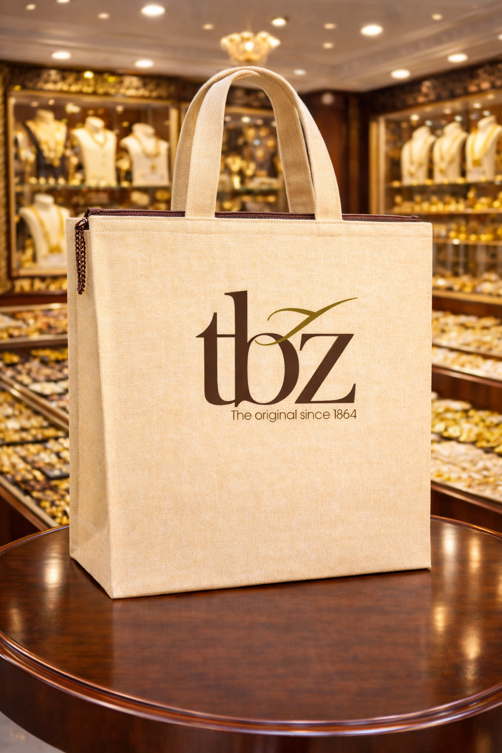 Jewellery Retail Carry Bag | 12x12x3" | With Chain & Gusset | Premium Shiny Soft Jute Material