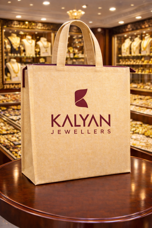 Jewellery Retail Carry Bags | 9x9x3" | With Chain & Gusset | Premium Shiny Soft Jute Material